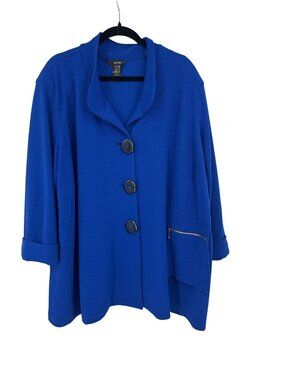 Ali Miles Womens Jacket royal Blue size 3X plus Button-Up knit